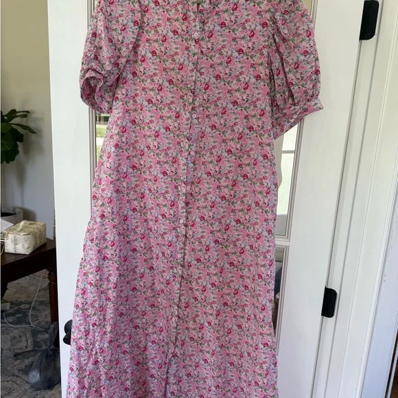 Tuckernuck Pink Floral Louisa Midi Dress - Picture 1 of 2